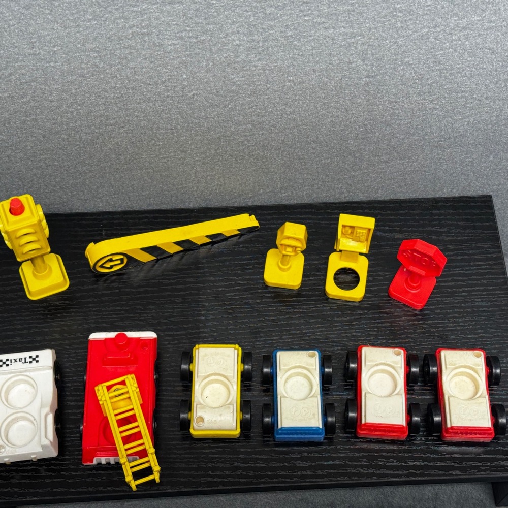 Fisher-Price Little People Vintage 1980s Vehicle & Accessory Lot Fire Truck Taxi - Picture 14 of 16